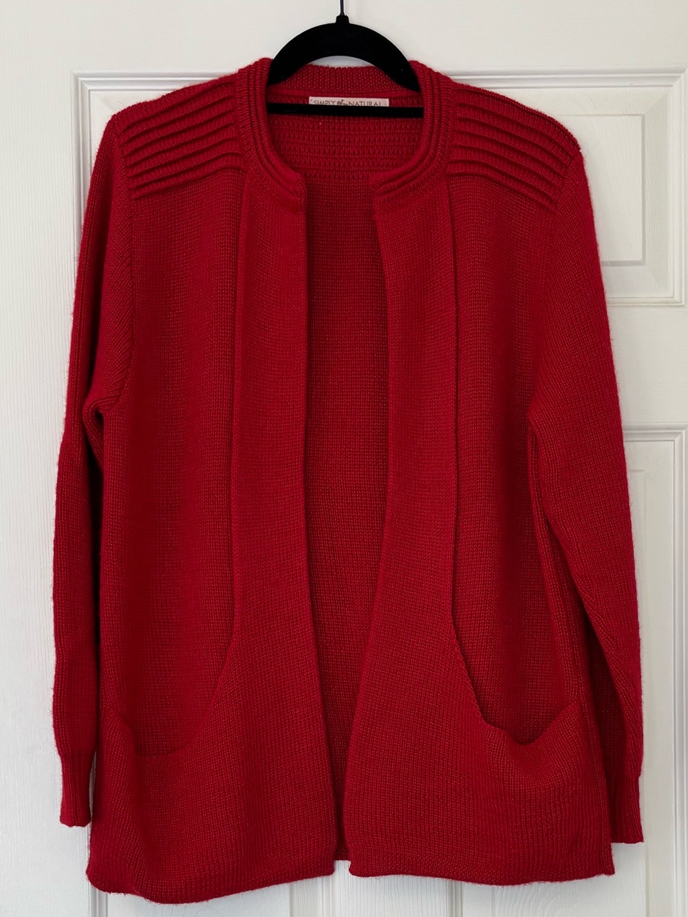 Simply Natural Peruvian Alpaca Blend Open Front Cardigan with J Pockets